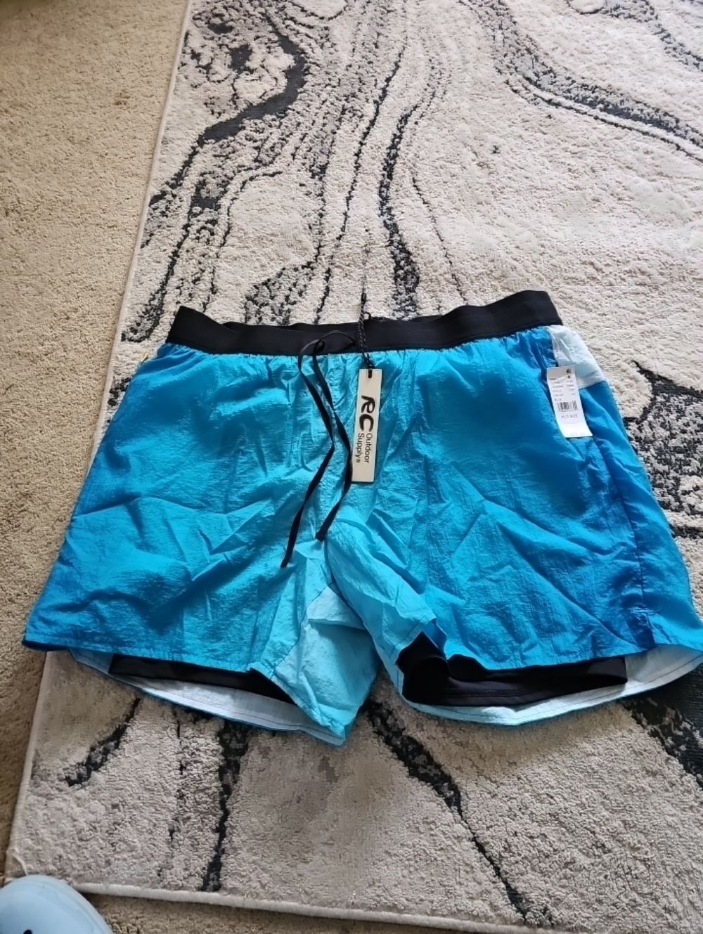 RC Outdoor Supply Men’s Two-Tone Aqua and Turquoise Shorts W/Lining Zippered XL